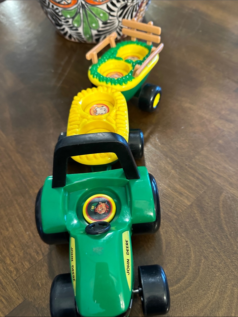 John Deere Green and Yellow Toy Tractor with Wagon